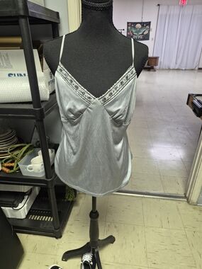Weavers Silver Lace-Trim Satin Camisole